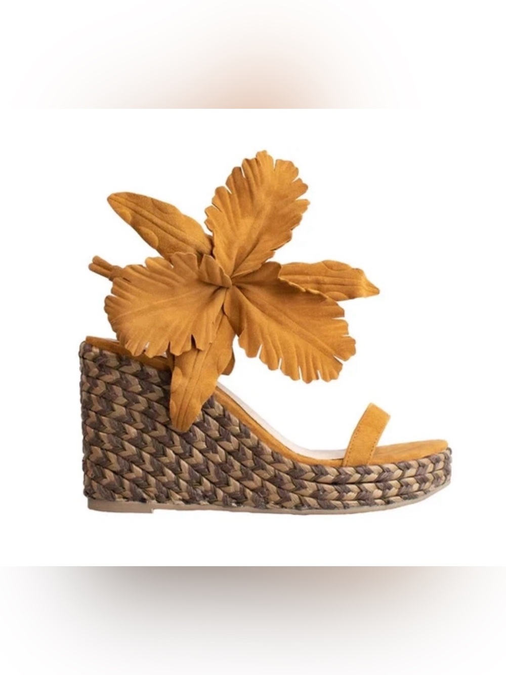 CECILIA NEW YORK LILY Brown Suede WEDGE ESPADRILLE SANDAL HIBISCUS BLOOM-TIFUL
